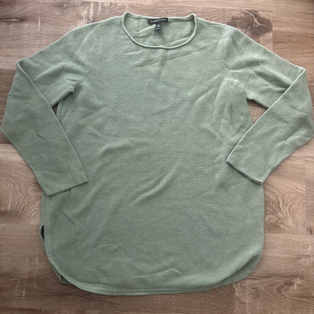 Eileen Fisher Light Weight‎ Sweater Green Size Xs  Organic Cotton